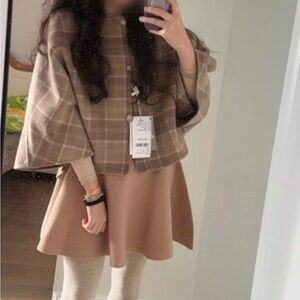 Plaid Brown Cape Top